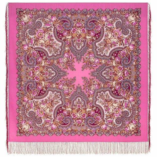 женский шелковые платок павловопосадская платочная мануфактура, лиловый