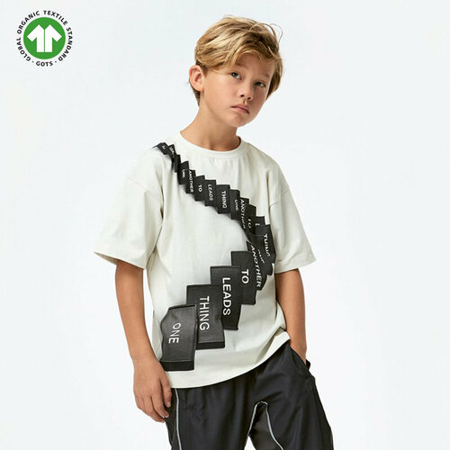 футболка с принтом molo для мальчика, бежевая