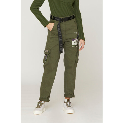 женские брюки карго aeronautica militare, зеленые