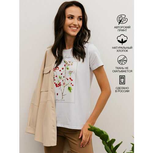 женская футболка с рисунком sahar art lab, белая