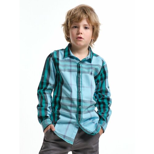 рубашка в клетку mini maxi для мальчика, зеленая