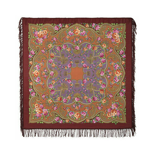 женский шерстяные платок павловопосадская платочная мануфактура, бордовый