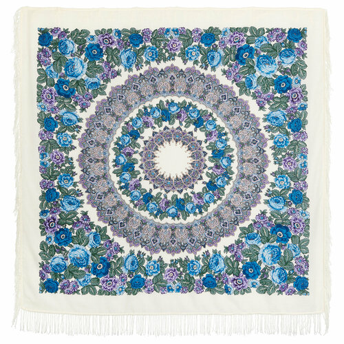 женский шерстяные платок павловопосадская платочная мануфактура, белый