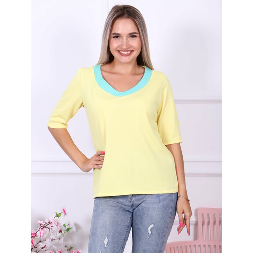 женская футболка с рукавом 3/4 батук-текстиль, желтая
