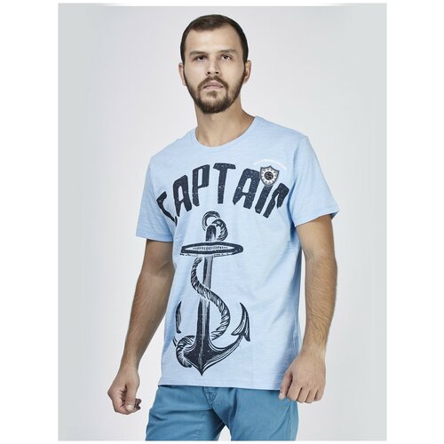 мужская футболка с принтом nautica, голубая