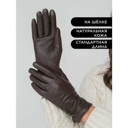 женские кожаные перчатки farella, коричневые