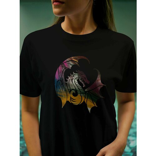 женская футболка с круглым вырезом креатиум, черная