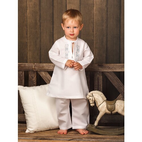 вязаные костюм крестильное для мальчика, белый