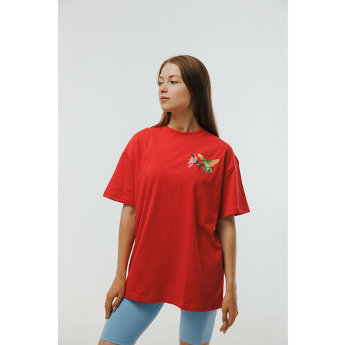женская футболка удлиненные narяd, красная