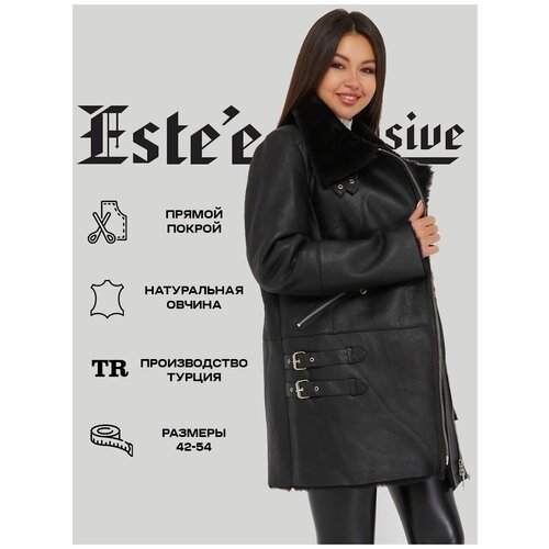 женская длинные дубленка este’e exclusive fur&leather, черная