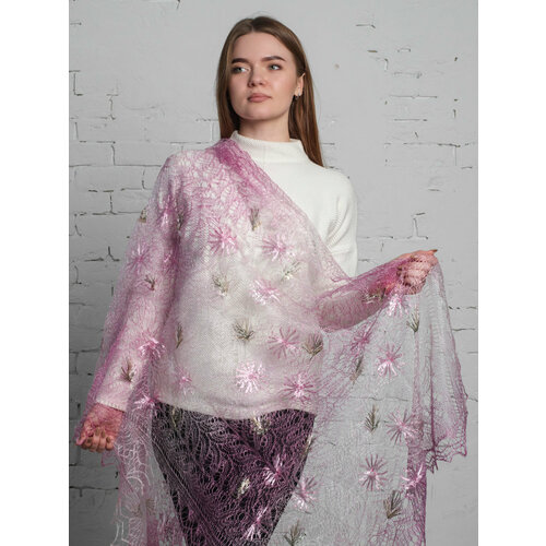 женский вязаные платок легендарные пуховые платки, розовый