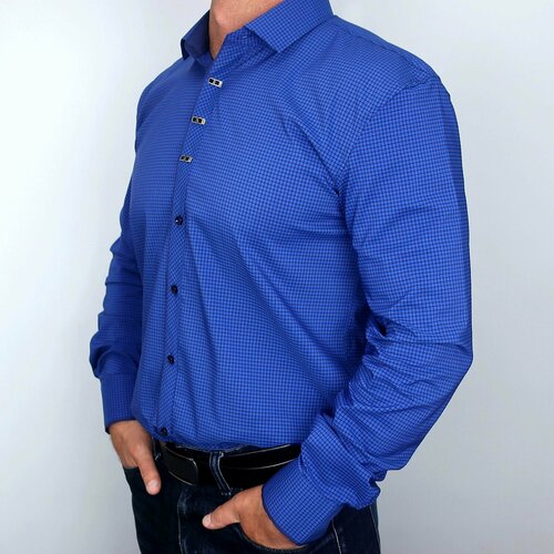 мужская рубашка в клетку bossado, голубая