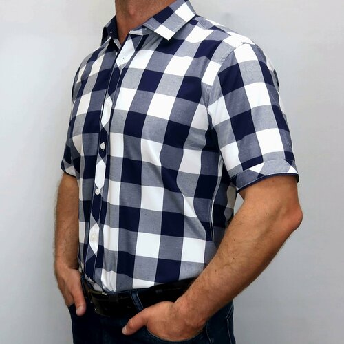 мужская рубашка с коротким рукавом alexander matin, белая