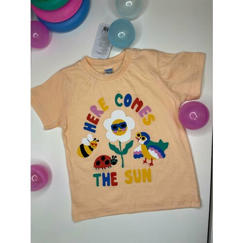 футболка с рисунком sladik mladik для девочки, бежевая
