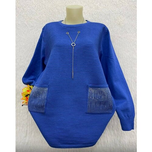 женский свитер с круглым вырезом без бренда, синий