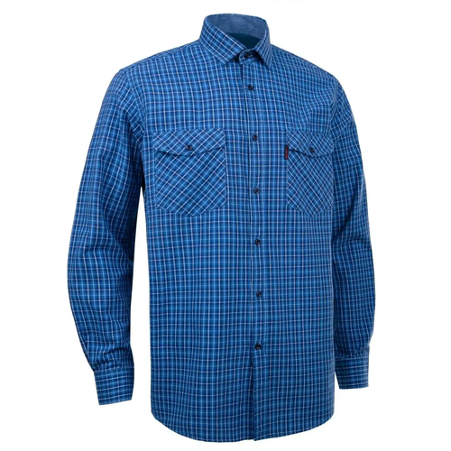мужская рубашка в клетку shemart, синяя