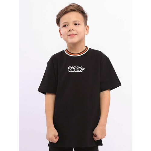 футболка с коротким рукавом batik для мальчика, черная