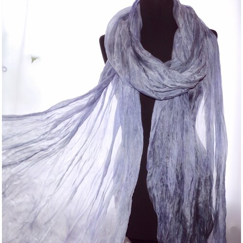 женский шелковые шарф летящий шёлк, серый