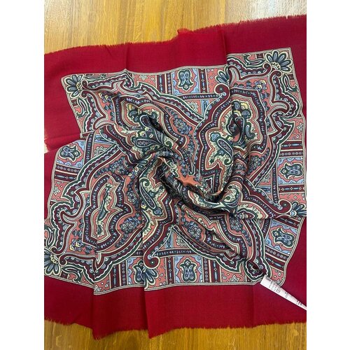 женский шарф павловопосадская платочная мануфактура, красный