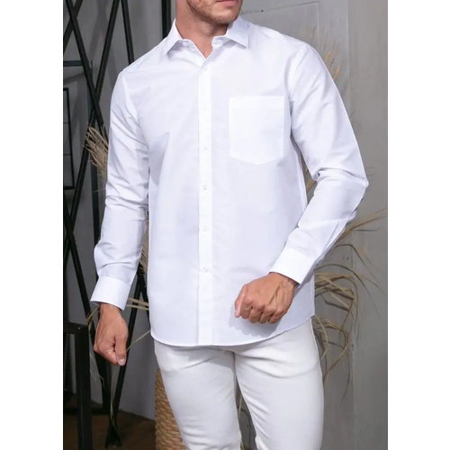 мужская рубашка с длинным рукавом shemart, белая