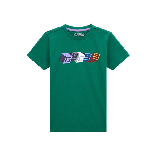 футболка guess для мальчика, зеленая