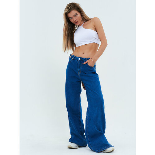 женские джинсы с высокой посадкой little secret, голубые