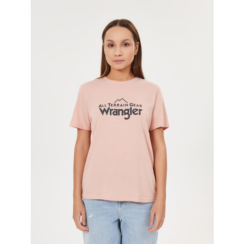 женская футболка с коротким рукавом wrangler, розовая