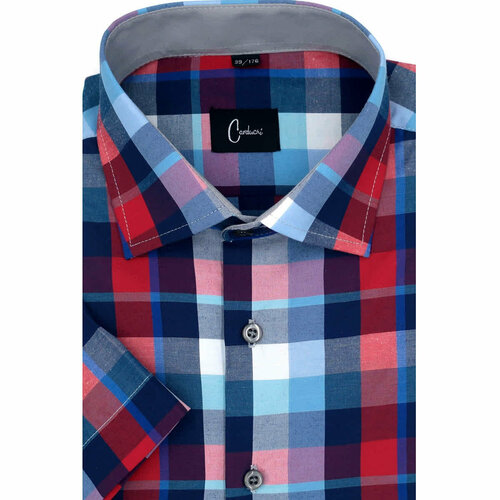 мужская рубашка с коротким рукавом caxduchi, бордовая