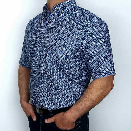 мужская рубашка с коротким рукавом mixers, синяя