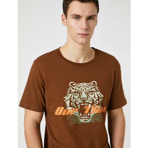 мужская футболка koton, коричневая