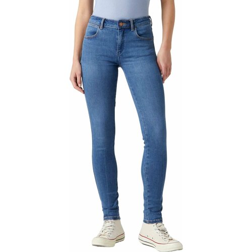 женские джинсы скинни wrangler, синие