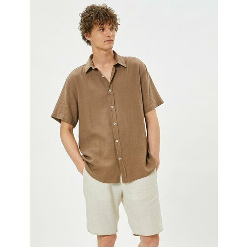 мужская джинсовые рубашка koton, коричневая