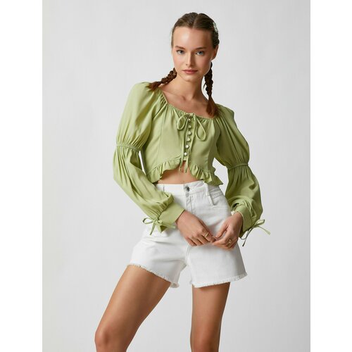 женская джинсовые блузка koton, зеленая