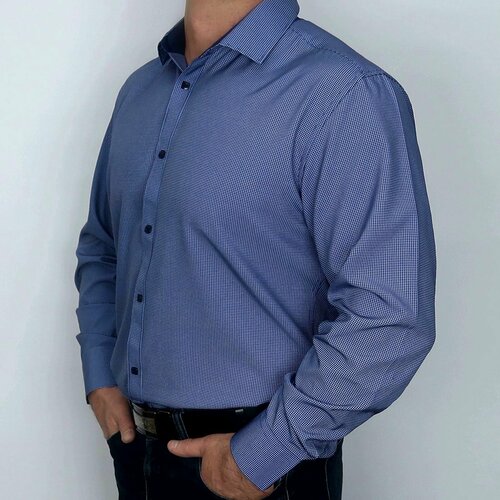 мужская рубашка в клетку westtiger, синяя
