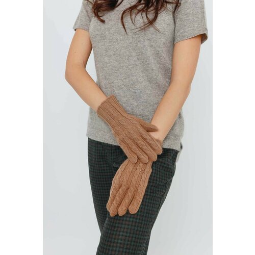 женские перчатки khan cashmere, коричневые