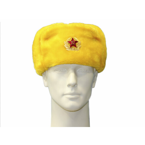 мужская шерстяные шапка ушанка, желтая