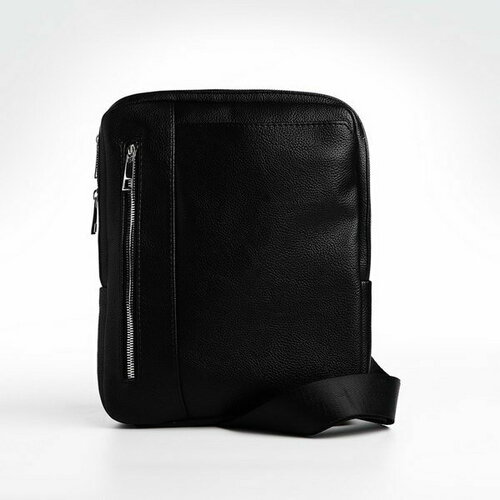 мужская кожаные сумка textura, черная