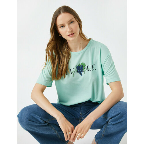 женская футболка с коротким рукавом koton, зеленая