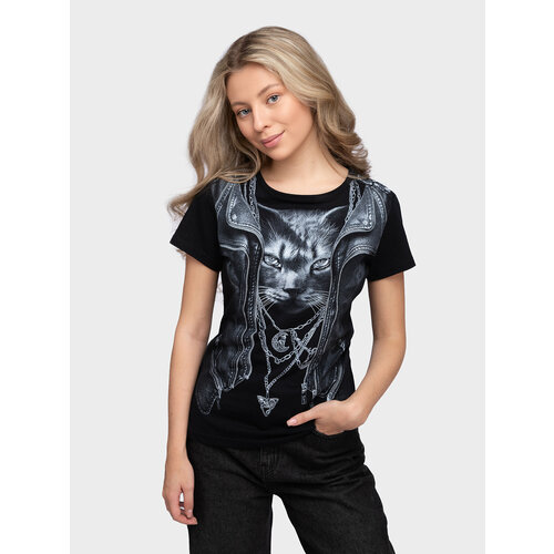 женская футболка с коротким рукавом mixfix, черная