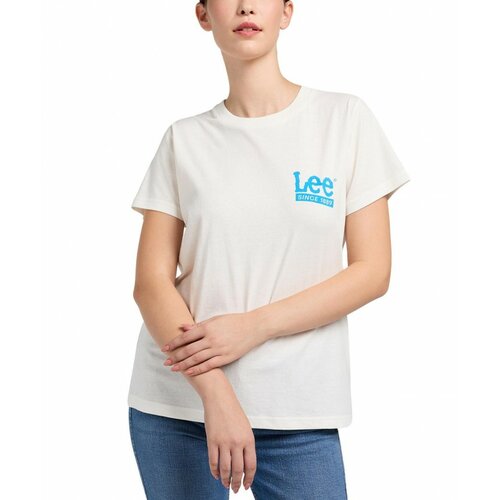 женская футболка с коротким рукавом lee, бежевая