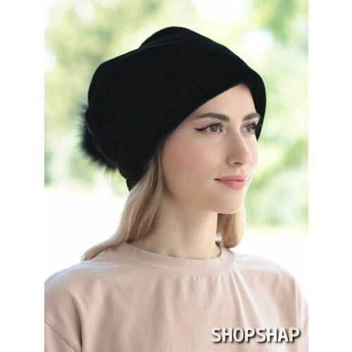 женская шапка с помпоном shopshap, черная