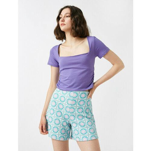 женская футболка koton, фиолетовая