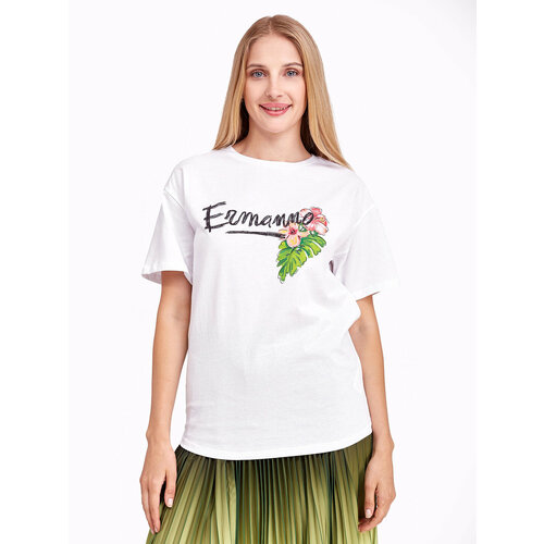 женская футболка с принтом ermanno firenze, белая