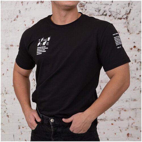 мужская футболка с коротким рукавом time fire, черная