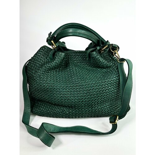 женская сумка-шоперы vera pelle, зеленая