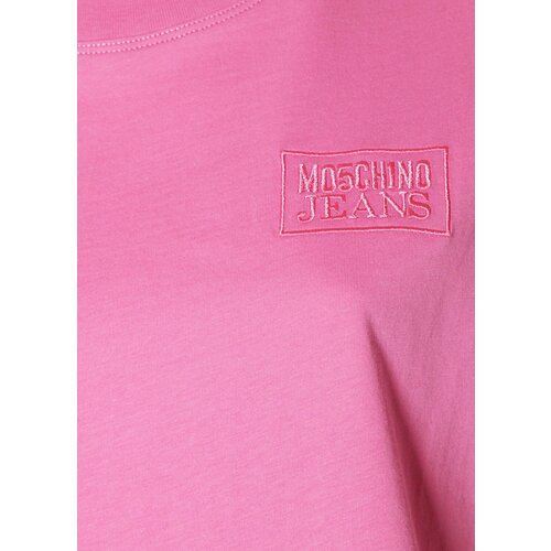 женская футболка с коротким рукавом moschino jeans, розовая