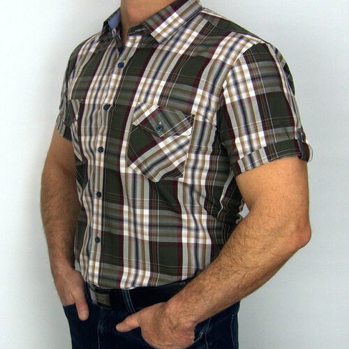мужская рубашка с коротким рукавом mixers, бежевая