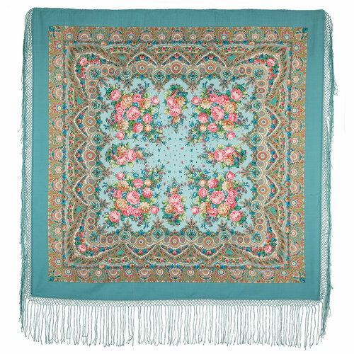 женский шерстяные шарф павловопосадская платочная мануфактура, голубой