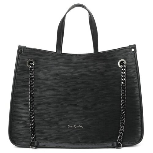 женская кожаные сумка pierre cardin, черная
