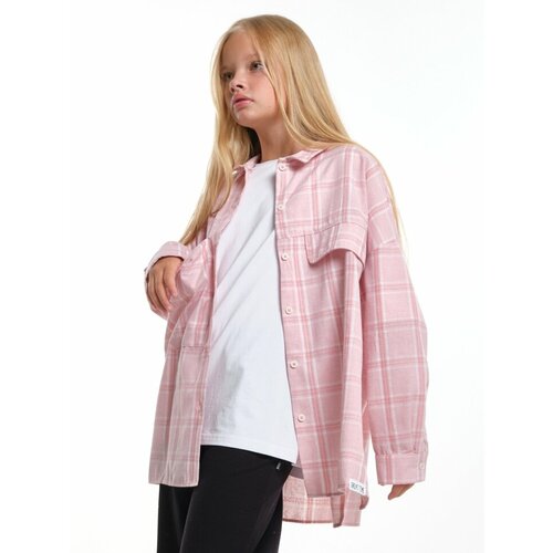 рубашка в клетку mini maxi для девочки, розовая